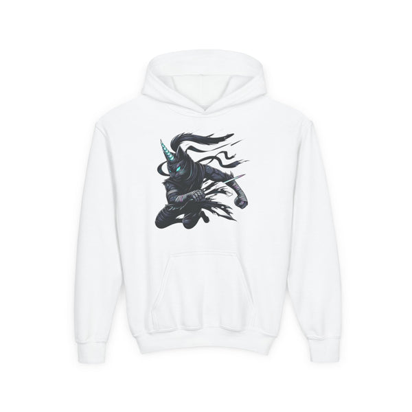 Dark Unicorn Cat Kids Hooded Sweatshirt