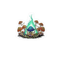 Mushroom Campfire Vinyl Sticker — Psychedelic Fungi Kiss-Cut Decal