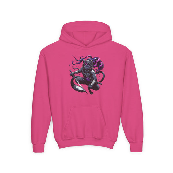 Fierce Ninja Kitty Kids Hooded Sweatshirt
