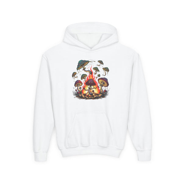 Mushroom Campfire Kids Hooded Sweatshirt