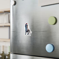 Robotic Lion Sticker — Christmas Santa Hat Vinyl Decal (Kiss-Cut)