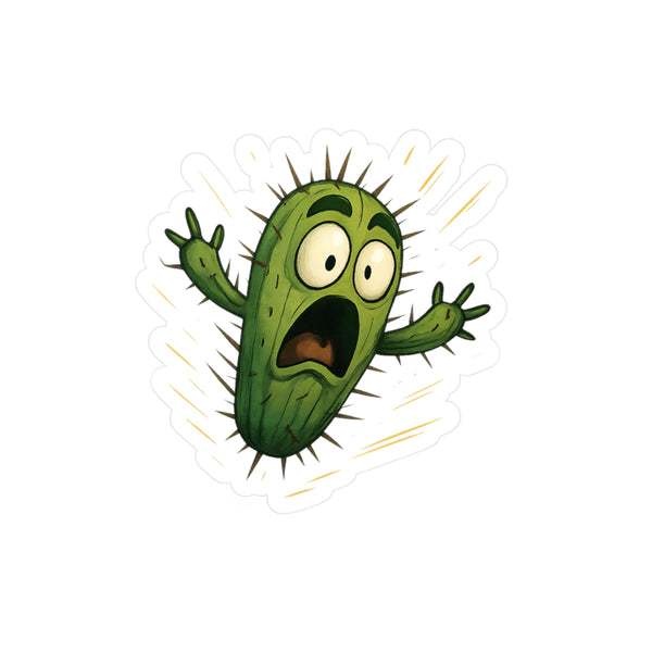 Scared Cactus Sticker - Kiss-Cut Vinyl Decal for Laptops, Water Bottles & Windows
