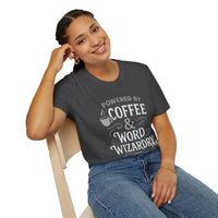 Powered by Coffee & Word Wizardry Unisex T-Shirt