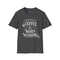 Powered by Coffee & Word Wizardry Unisex T-Shirt