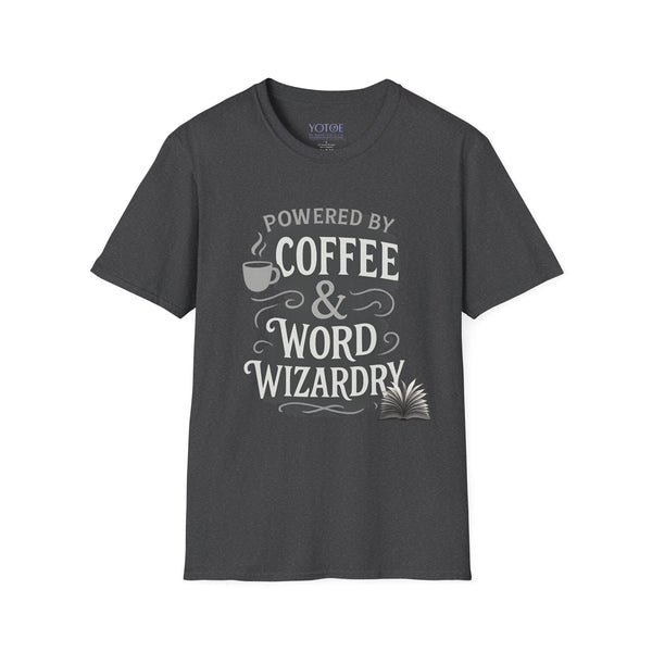 Powered by Coffee & Word Wizardry Unisex T-Shirt