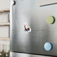 Robotic Reindeer & Sleigh Kiss-Cut Vinyl Sticker — Festive Holiday Decal