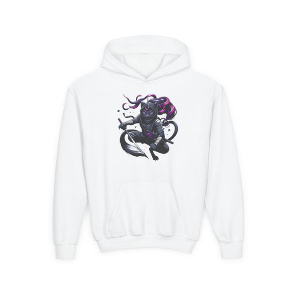 Fierce Ninja Kitty Kids Hooded Sweatshirt
