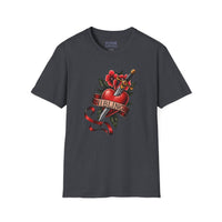 Nibling Heart Tattoo T‑Shirt — Vintage Dagger & Rose Graphic Tee